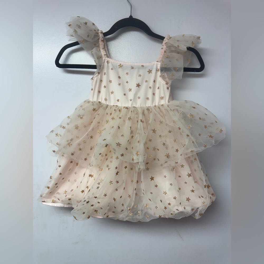 Rachel Parcell Stars Tulle Dress Sz 4 Blush Gold Birthday Holiday Flower Girl A4